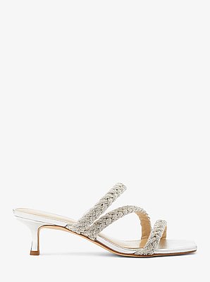 Celia Embellished Metallic Kitten Sandal
