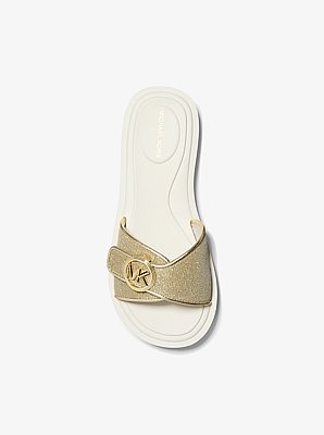 Glitter Chain Mesh Logo Slide Sandal