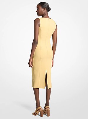 Double Faced Stretch Wool Sheath Dress