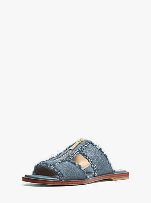 Pantolette Berkley aus ausgefranstem Denim