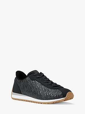 Rhodes Quilted Logo Leather Trainer