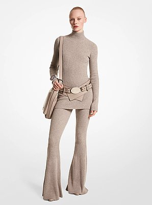 Ribbed Cashmere Flared Pants
