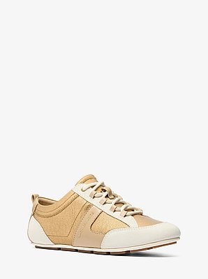 Keely Color-Block Metallic Leather Trainer 