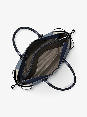 Voyager Large Color-Block Signature Logo Tote Bag