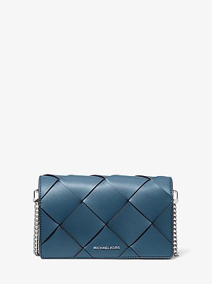 Jet Set Medium Woven Leather Crossbody Bag
