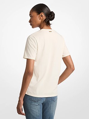 Embellished Printed Cotton Jersey T-Shirt