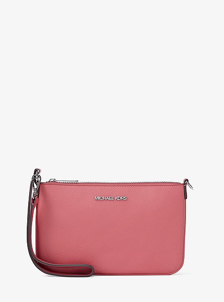 Petite pochette-bracelet Jet Set convertible en cuir grain&eacute;