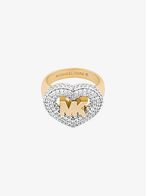 Logo and Pav&eacute; Heart Ring