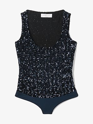 Body de tul el&aacute;stico con lentejuelas y escote en U