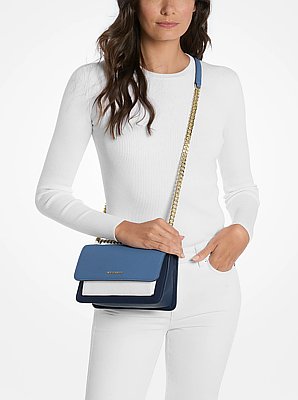 Claire Large Color-Block Leather Shoulder Bag
