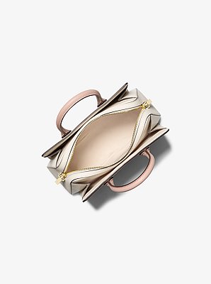 Laila Small Color-Block Pebbled Leather Satchel