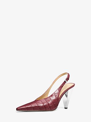 Zapato de sal&oacute;n destalonado Electra de piel con motivo de cocodrilo en relieve