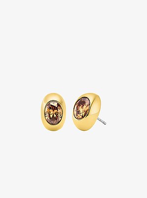 Aretes tipo bot&oacute;n piedra ovalados