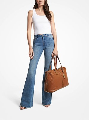 Bolso de viaje Astor extragrande de piel con tachuelas