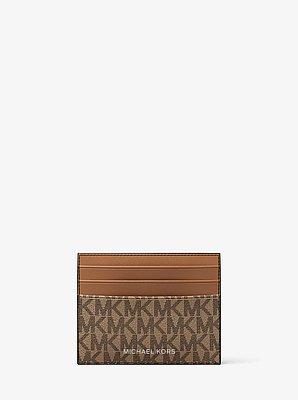 Cooper Signature Logo Card Case in CAMEL | Michael Kors image number 0