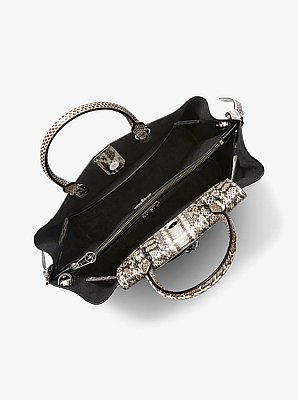 Bolso satchel Hamilton Legacy grande de piel de serpiente con cintur&oacute;n