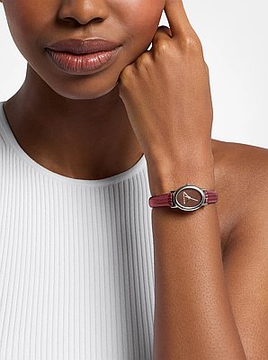 Petite Maude Silver-Tone and Lizard Embossed Leather Watch