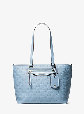 Jet Set Travel Medium Logo Embossed Leather Tote Bag