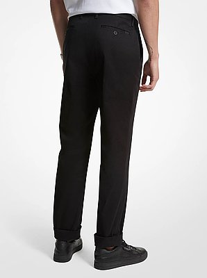 Pantaloni con risvolto in cotone stretch