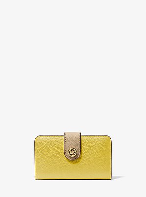 MK Pop Charm Medium Color-Block Pebbled Leather Logo Wallet
