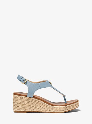 Laney Saffiano Leather Espadrille Wedge Sandal