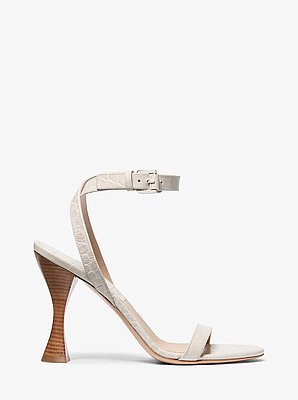 Bianca Crocodile Embossed Leather Sandal