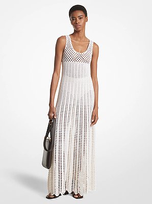 Vestido de tirantes de crochet de algod&oacute;n y cachemir tejido a mano