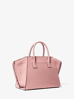Bolso satchel Avril grande de piel y gamuza