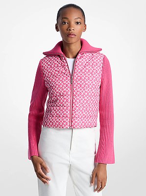 Quilted Graphic Logo and Knit Jacket