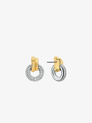 Pav&eacute; Interlocking Hoop Earrings