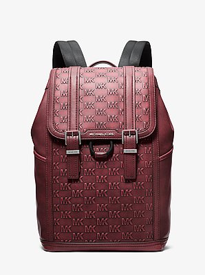 Colby Medium Logo Embossed Burnished Leather Backpack
