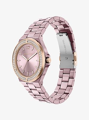Mini Lennox Pav&eacute; Pink-Tone Watch