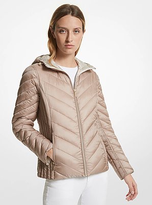 Reversible Quilted Nylon Signature Logo Packable Puffer Jacket