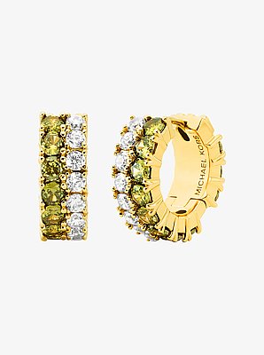 Huggie-Ohrringe mit farbigen Steinen