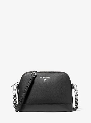 Grand sac &agrave; bandouli&egrave;re de forme arrondie en cuir Saffiano
