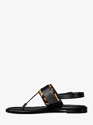 Carmen Cheetah Print Calf Hair Thong Sandal