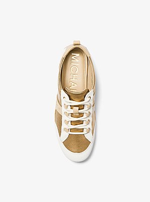 Keely Color-Block Metallic Leather Trainer 