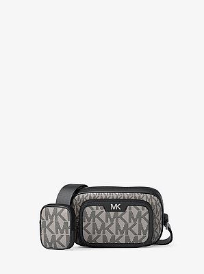 Cooper Small Signature Logo Camera Crossbody Bag With Pouch in PG/BLK MUL | Michael Kors image number 0