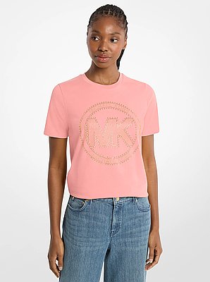 Camiseta de punto de algod&oacute;n org&aacute;nico con logotipo con tachuelas