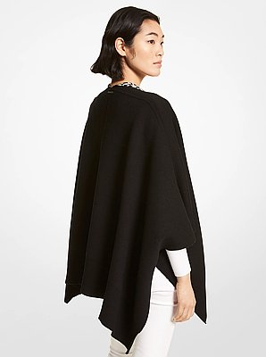 Reversible Logo Wool Blend Poncho