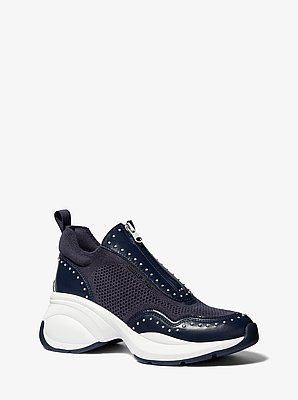 Zuma Studded Mixed-Media Trainer