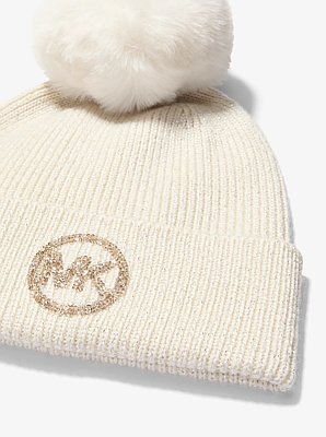 Metallic Knit Beanie Hat and Scarf Set