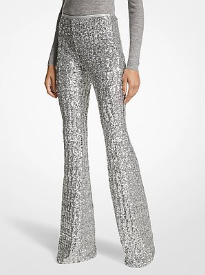 Pantal&oacute;n de campana de tul el&aacute;stico con lentejuelas