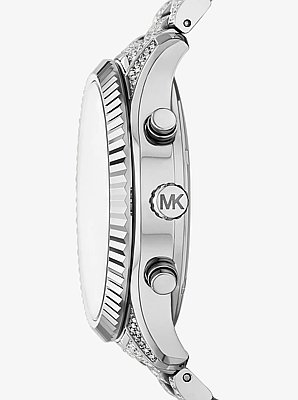 Oversized Lexington Pav&eacute; Silver-Tone Watch