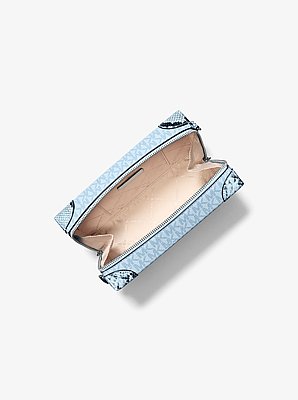 Petit sac &agrave; bandouli&egrave;re Jeanie gaufr&eacute; &agrave; motif de serpent et &agrave; logo Signature