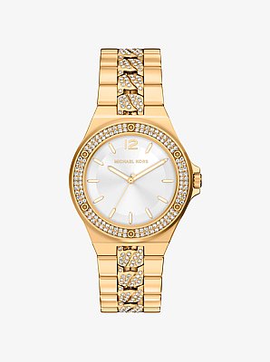 Lennox Pav&eacute; Gold-Tone Watch