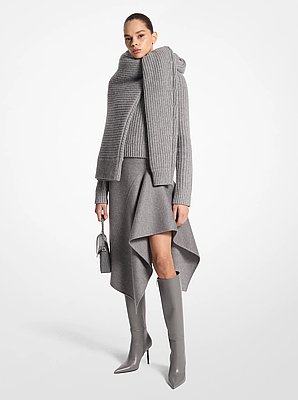 Double Faced Wool Cascade Skirt