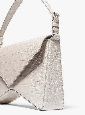 Manhatta Large Crocodile Embossed Leather Bag