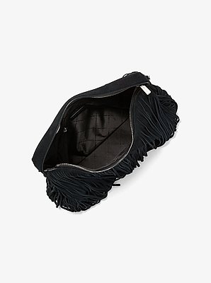 Bolso de hombro hobo Nayla mediano de gamuza con flecos