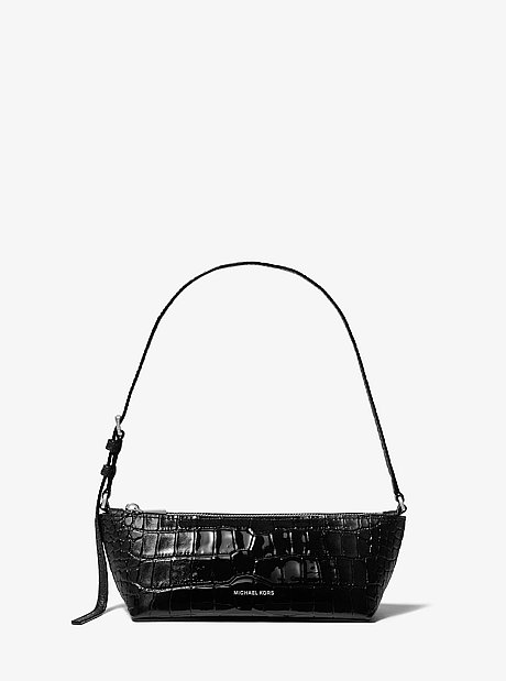 Laila Small Crocodile-Embossed Leather Pochette